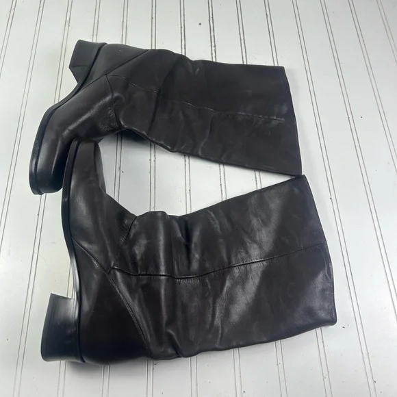 Marcon Shelly Black Leather Boots Vintage Womenโs Size 9W - Picture 3 of 11